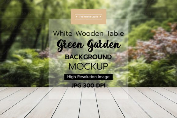 Download Wood Table with Garden Background Mockup - Mock Collection
