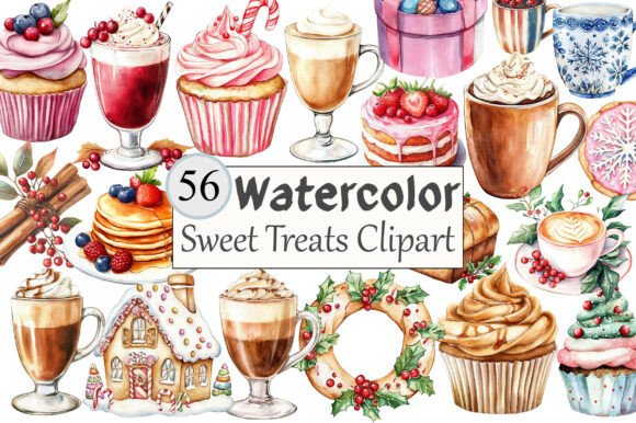 Download Watercolor Sweet Treats Clipart - Sweet Collection