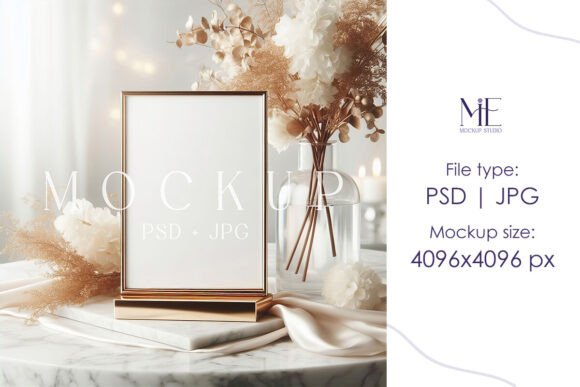 Download Boho Table Sign Mockup Gold Frame Mockup - Mock Collection