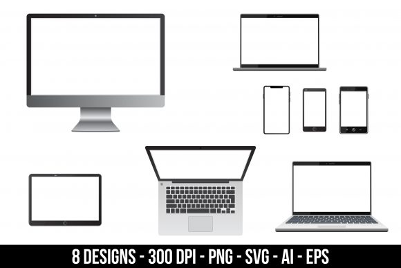 Download Realistic Devices Mockup Clipart Set. - Mock Collection