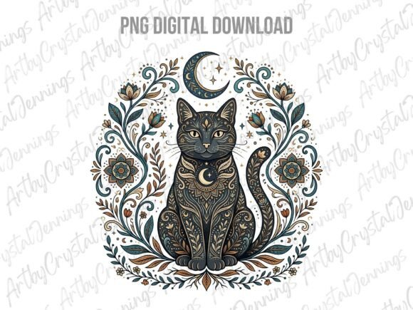 Download Celestial Floral Mystic Cat Animal PNG - Premium Resources
