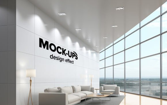 Download Office Waiting Room Wall Logo Mockup - Mock Collection