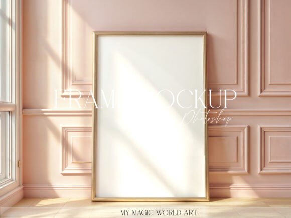Download Interior Mockup Large Frame at Pink Wall - Mock Collection