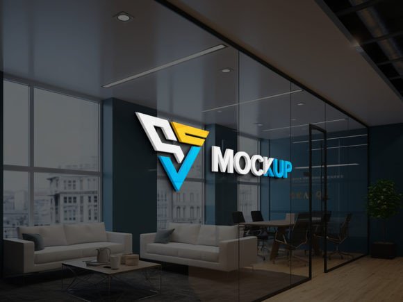 Download Glass Partition Office Wall Logo Mockup - Mock Collection