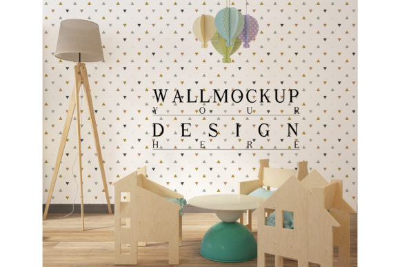 Download Wall and Poster Mockup in Cute Playroom - Mock Collection