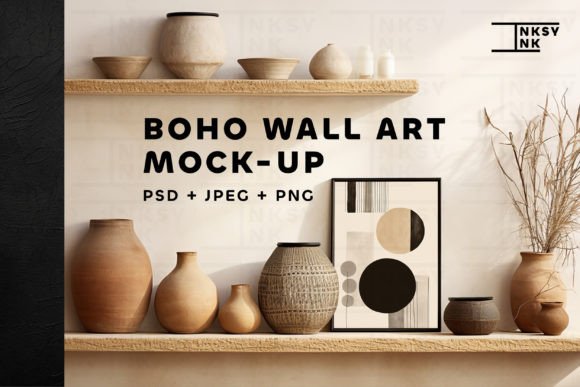 Download Boho Wall Art Mockup | Picture Frame PSD - Mock Collection