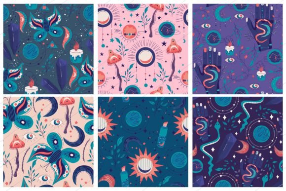 Download Celestial Magic Seamless Pattern Set - Celestial Collection