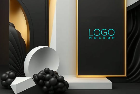 Download Logo Mockup, Black Frame Interior Mockup - Mock Collection