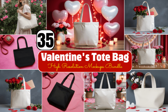 Download Valentine's Tote Bag Mockups Bundle - Mock Collection