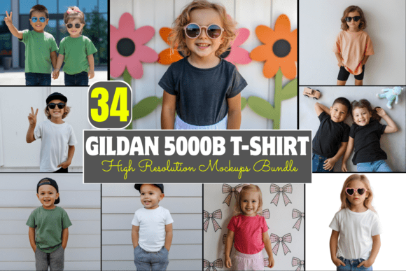 Download Gildan 5000B T-Shirt Mockups Bundle - Mock Collection