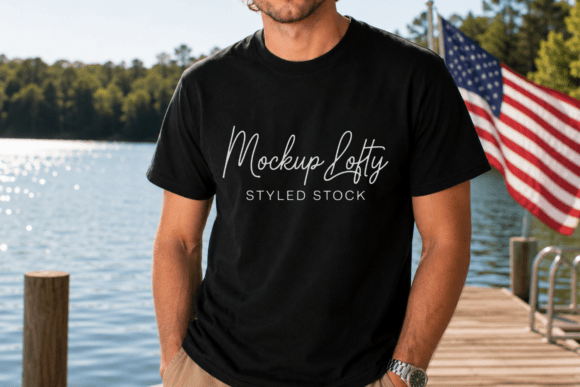 Download Black Gildan 5000 4th of July Mockup 7 - Mock Collection