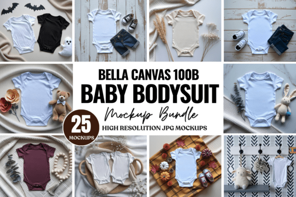 Download Bella Canvas 100B Baby Bodysuit Mockups - Mock Collection