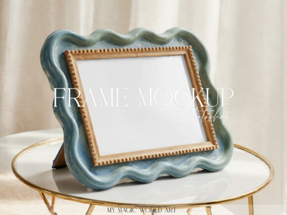 Download Blue Wavy Ceramic Frame Mockup Art Print - Mock Collection