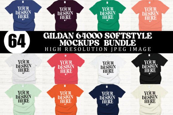 Download Gildan 64000 Softstyle Mockup Bundle - Mock Collection