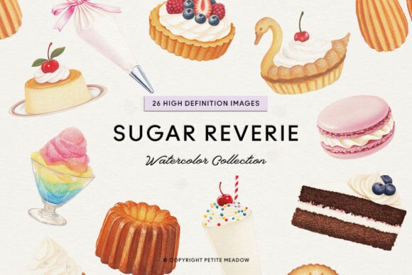 Download Watercolor Sweet Treats Clipart PNG - Sweet Collection