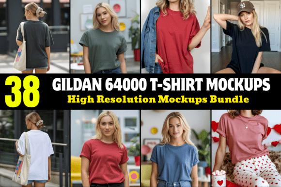 Download Gildan 64000 T-Shirt Mockups Bundle - Mock Collection