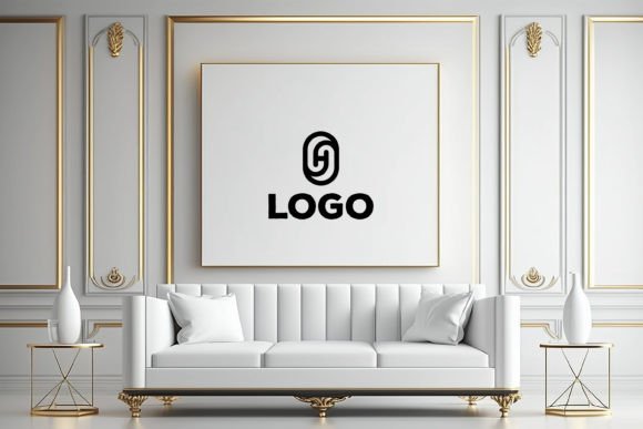 Download Logo Mockup in the White Luxury Interior - Mock Collection