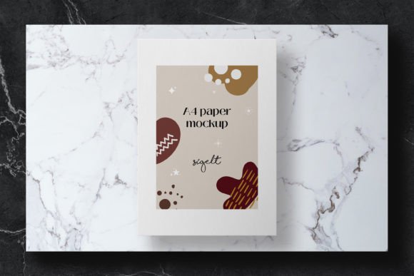 Download A4 Flyer Print Mockup on Marble - Mock Collection