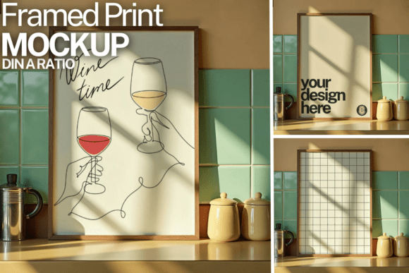 Download Framed Print Kitchen Mockup | Din a - Mock Collection