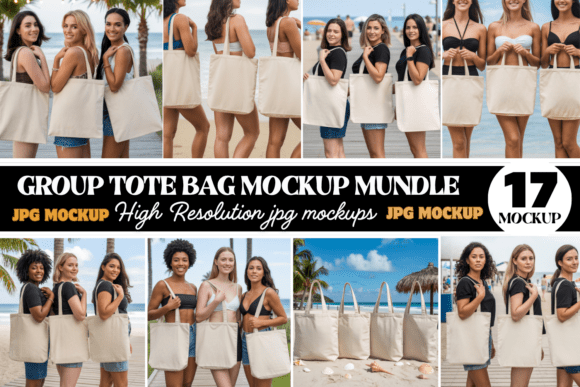 Download Canvas Tote Bag Mockup Bundle - Mock Collection