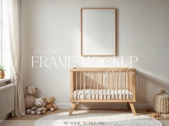 Download Nursery Frame Mockup PSD Frame Above Cot - Mock Collection