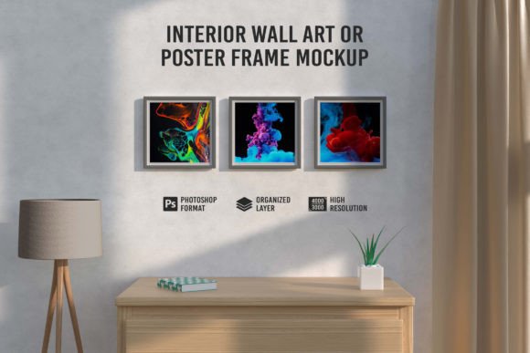 Download Interior Wall Art or Poster Frame Mockup - Mock Collection