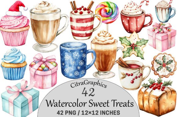 Download Watercolor Sweet Treats Clipart. - Sweet Collection