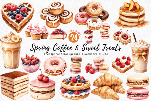 Download Spring Coffee &amp; Sweet Treats Clipart - Sweet Collection