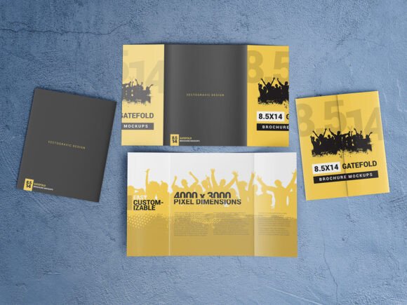 Download 8.5×14 Gatefold Brochure Mockups - Mock Collection