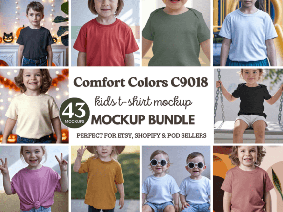 Download Comfort Colors C9018 Kids Mockup Bundle - Mock Collection