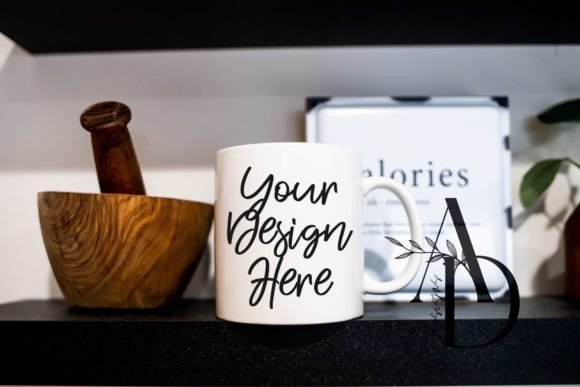 Download White Mug Shelf Pestle Kitchen Mockup - Mock Collection