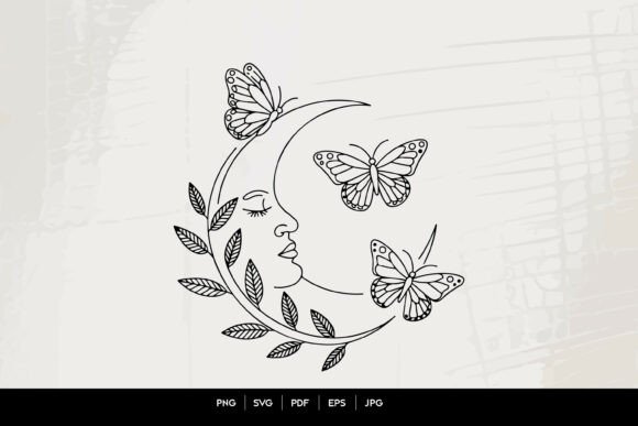 Download Celestial Moon Face with Butterflies Lin - Celestial Collection