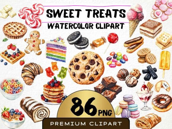 Download Watercolor Sweet Treats Clipart 86 PNG - Sweet Collection