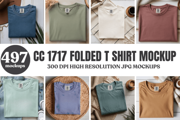 Download Comfort Colors 1717 Folded Mockup Bundle - Mock Collection
