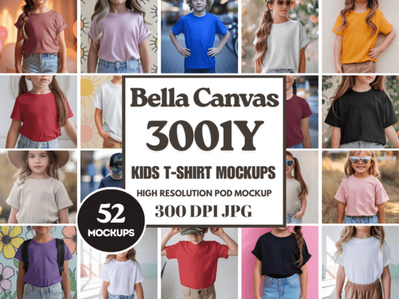 Download Bella Canvas 3001Y Kids Mockup Bundle - Mock Collection
