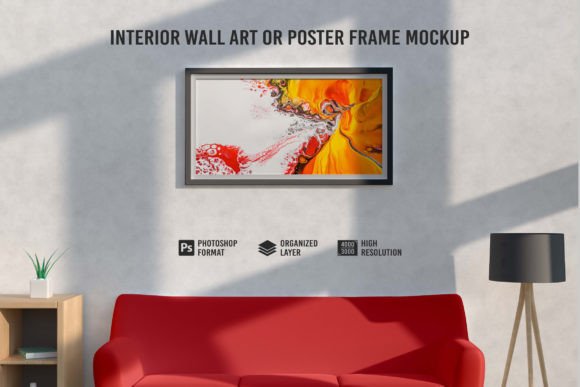 Download Interior Wall Art or Poster Frame Mockup - Mock Collection