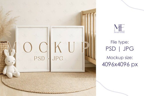 Download Nursery Frame Mockup, Wood Poster A3 PSD - Mock Collection