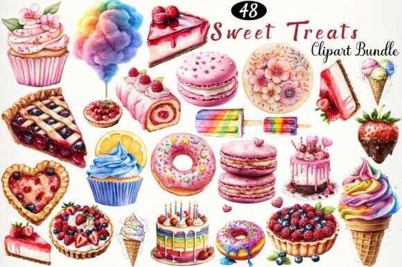 Download Watercolor Sweet Treats Clipart - Sweet Collection