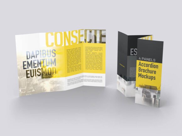 Download Four Panels Accordion Brochure Mockups - Mock Collection