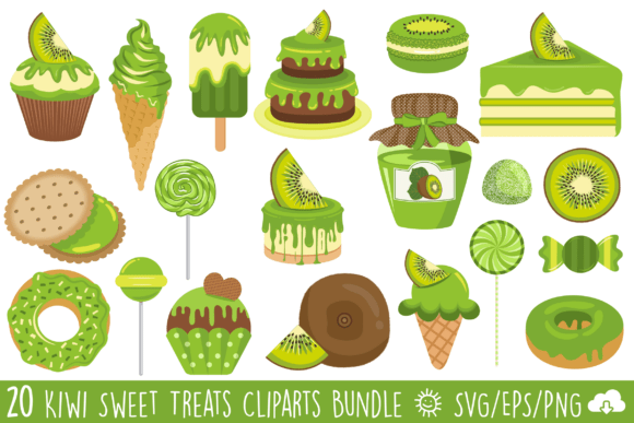 Download Kiwi Sweet Treats Clipart Vector Bundle - Sweet Collection