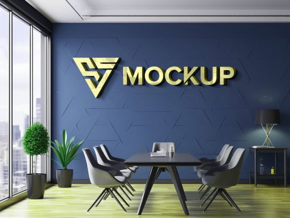 Download Office Meeting Room Wall Logo Mockup - Mock Collection