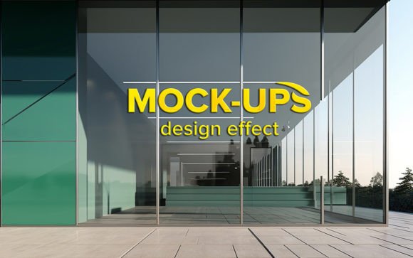 Download Outdoor Glass Wall Logo Mockup Realistic - Mock Collection
