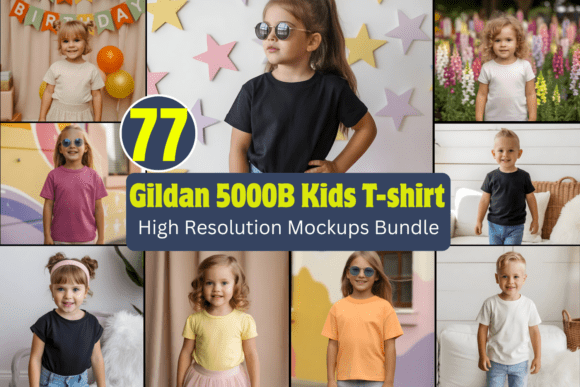 Download Gildan 5000B Kids T-shirt Mockups Bundle - Mock Collection