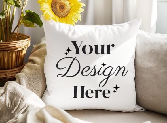 Download Home Living Room Pillow Mockup Sunflower - Mock Collection
