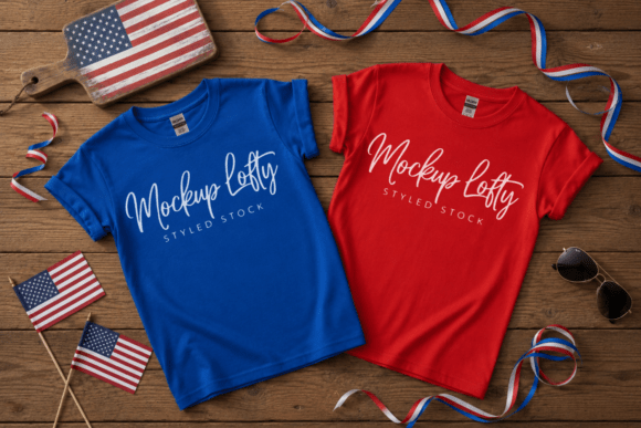 Download 4th of July Flat Lay T-shirt Mockup 44 - Mock Collection
