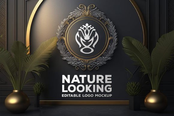 Download Logo Mockup on the Luxury Circle | Wall - Mock Collection