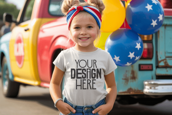 Download 4th July White Tshirt Kids Mockup - Mock Collection