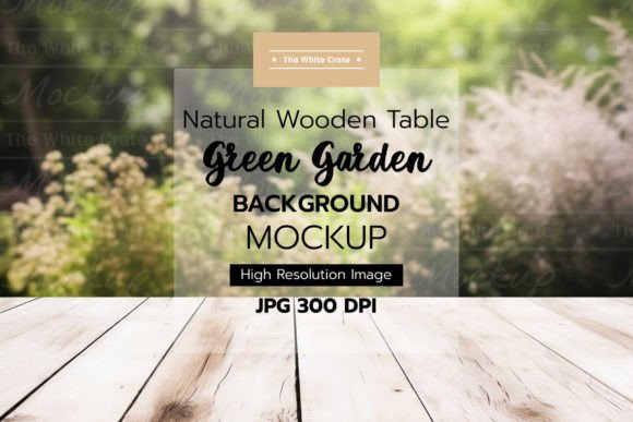 Download Wood Table with Garden Background Mockup - Mock Collection